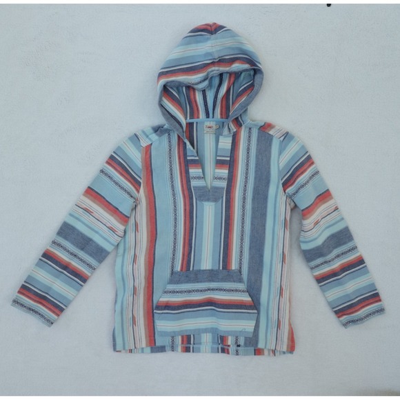 Faherty Tops - Faherty Baja Poncho Women's Medium Beacon Paradise Stripes Pullover‎ Hoodie Boho